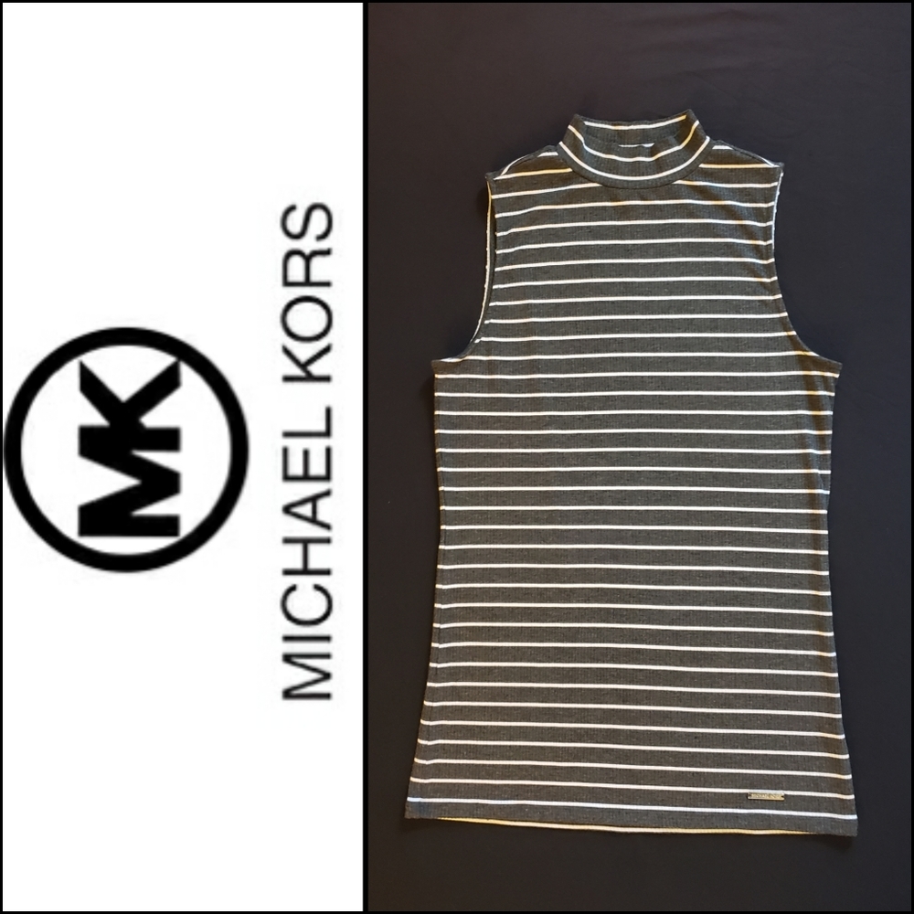 Michael Kors Sleeveless Grey Striped Blouse. Small